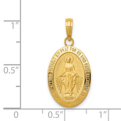 14K Gold Miraculous Medal Pendant with Polished Satin Finish