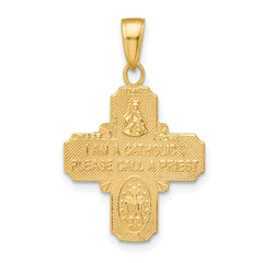 14K Gold 4-Way Medal Pendant with Polished Finish Elegant & Solid Design