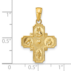 14K Gold 4-Way Medal Pendant with Polished Finish Elegant & Solid Design