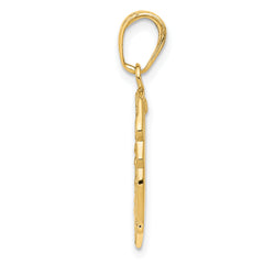 14K Gold Saint Michael Medal Pendant with Solid Flat Design