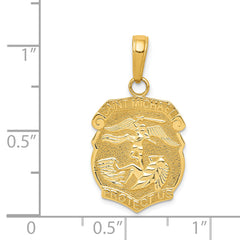 14K Gold Saint Michael Medal Pendant with Solid Flat Design