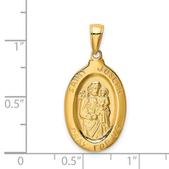 14K Gold Saint Joseph Medal Pendant with Polished Finish Solid and Elegant Design