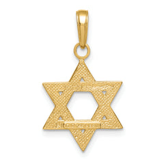 14K Solid Gold Star of David Charm with Satin Finish Elegant Design