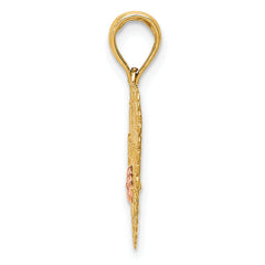 14K Two-Tone Gold Grandma Heart Charm with Flower Elegant Gift