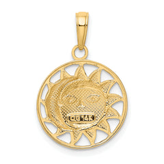 14K Gold and Rhodium Sun and Moon Charm with Polished Finish for Men