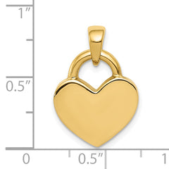 14K Gold & Rhodium 3D Reversible Heart Charm Polished & Hollow Design