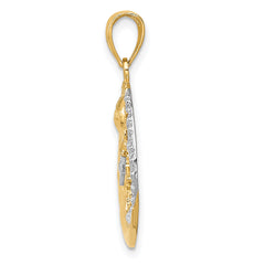 14K Gold and Rhodium Sun, Moon, and Stars Pendant Textured, Polished Finish