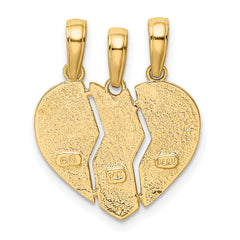 14K Gold Break-apart BIG SIS-MOM-LIL SIS Charm Solid & Textured Finish