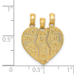14K Gold Break-apart BIG SIS-MOM-LIL SIS Charm Solid & Textured Finish