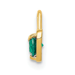 14K Gold May Birthstone Heart Charm with Synthetic Emerald Elegant and Petite Design