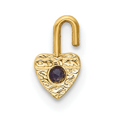14K Yellow Gold June Birthstone Heart Charm with Synthetic Purple Stone