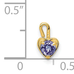 14K Yellow Gold June Birthstone Heart Charm with Synthetic Purple Stone