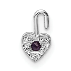 14K White Gold June Birthstone Heart Charm with Purple Stone
