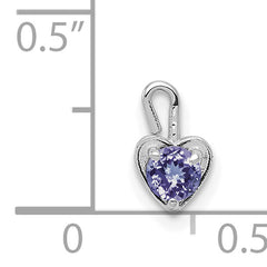 14K White Gold June Birthstone Heart Charm with Purple Stone