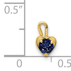 14K Gold September Birthstone Heart Charm with Blue Synthetic Gem