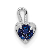 14k White Gold September Synthetic Birthstone Heart Charm