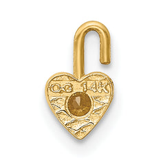 14K Gold November Synthetic Birthstone Heart Charm  Elegant Textured Design
