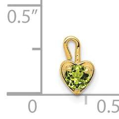 14K Gold August Birthstone Heart Charm with Synthetic Peridot Stone