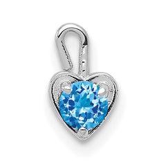 14k White Gold December Synthetic Birthstone Heart Charm