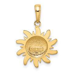 14K Gold Polished Sun Charm for Men Small, Solid, Elegant Design