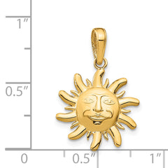 14K Gold Polished Sun Charm for Men Small, Solid, Elegant Design