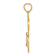 14K Gold Italy Charm with Emerald, Ruby, and CZ Stones Elegant Themed Design