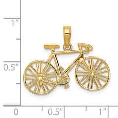 14K Gold Polished Bicycle Charm for Men Solid Cast Design