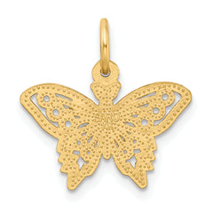 14K Gold Butterfly Charm with Brushed Diamond-Cut Finish Elegant & Textured