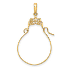 14K Gold Filigree Charm Holder Pendant with Elegant Vintage Design