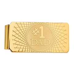 14K Gold Men's #1 Dad Money Clip with Polished Finish
