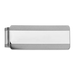 14K White Gold Engravable Men's Money Clip with Polished Rhodium Finish