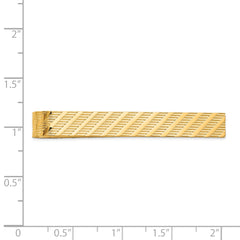 14K Gold Men's Textured Tie Bar with Polished Finish