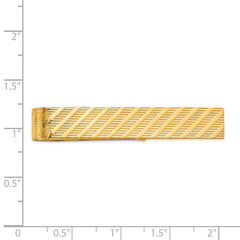 14K Gold Men's Textured Tie Bar with Polished Finish