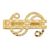 14K Gold Men's Polished Textured Money Clip, Elegant Dollar Design