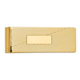 14K Gold Polished Men's Money Clip with Grooved Design Engravable