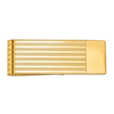 14K Gold Men's Polished Grooved Money Clip Engravable Sophisticated Design