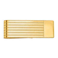 14K Gold Men's Polished Grooved Money Clip Engravable Sophisticated Design