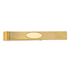 14K Gold Men's Grooved Polished Engravable Tie Bar by Sophia Jewelers