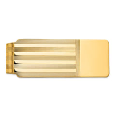 Sophia Jewelers 14K Gold Polished Grooved Men's Engravable Money Clip