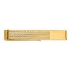 14K Gold Men's Engravable Grooved Tie Bar by Sophia Jewelers