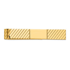 14K Gold Men's Polished Tie Bar with Engravable Elegant Design