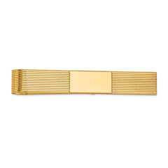 14K Gold Men's Grooved Engravable Money Clip with Polished Finish