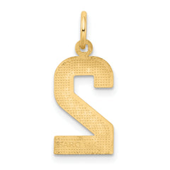 14K Gold Diamond-Cut Number 2 Charm with Polished Finish