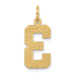 14K Gold Medium Diamond-Cut Number 3 Charm with Polished Finish