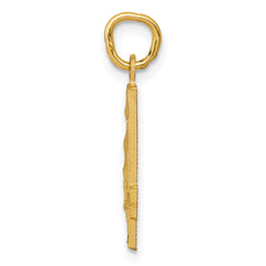 14K Gold Diamond-Cut Number 4 Charm Polished Medium-Length Pendant