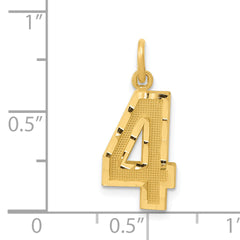 14K Gold Diamond-Cut Number 4 Charm Polished Medium-Length Pendant