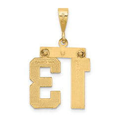 14K Gold Diamond-Cut Number 13 Charm with Polished Finish