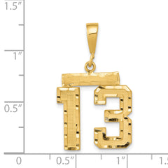 14K Gold Diamond-Cut Number 13 Charm with Polished Finish
