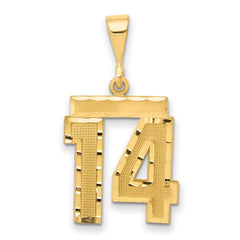 14k Medium Diamond-cut Number 14 Charm
