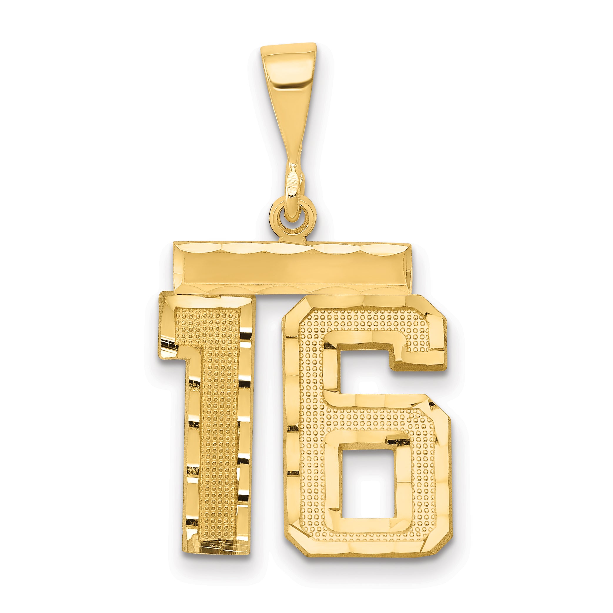 14k Medium Diamond-cut Number 16 Charm